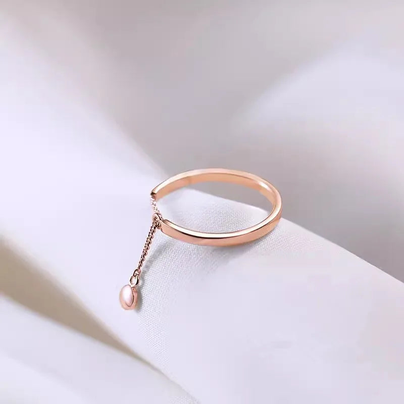 Adjustable simple fashion chain tassel ring